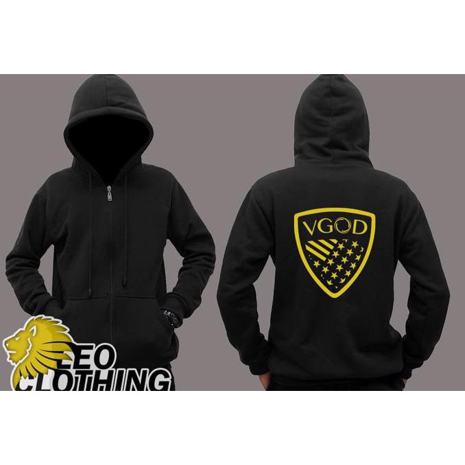 Áo Khoác Hoodie Lông Cừu Màu Đen In Logo Vgod 02 Thời Trang Cho Nam Và Nữ