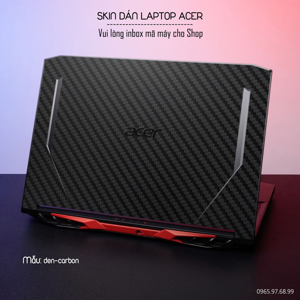 Skin dán Laptop Acer màu đen carbon (inbox mã máy cho Shop)