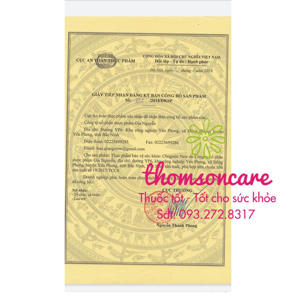 Dưỡng khớp Chogotin, đặc biệt từ Glucosamin, MSM, canxi và collagen, ngăn ngừa thoái hóa, khô khớp, loãng xương