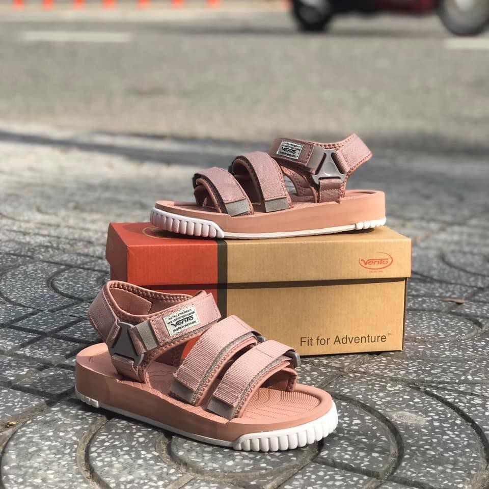 Giày Sandal Nữ VENTO Đế Cao 3cm Dòng Unisex Cao Cấp NV9801 Màu Hồng Be