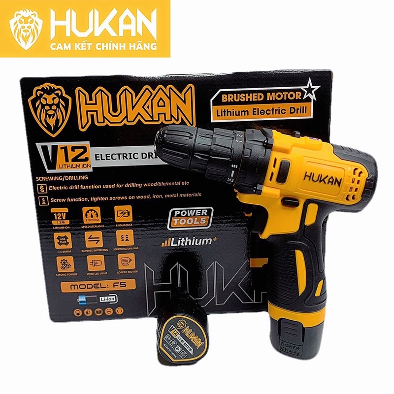 Máy Khoan Pin Hukan 12V F5 Bắn Vít Kèm 2 Pin 1 Sạc