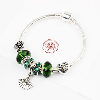Vòng tay charm xanh lá hình quạt - Linhcharms