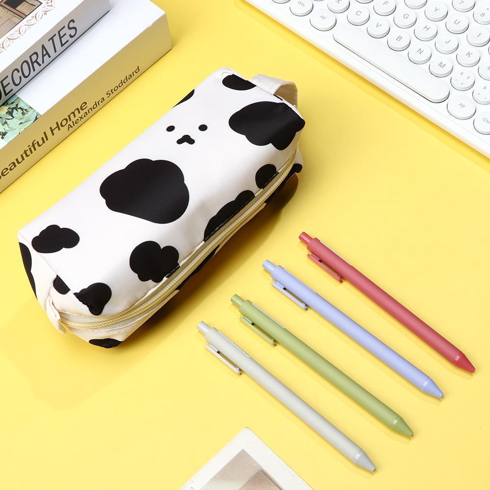 Túi Đựng Bút Chì Sức Chứa Lớn In Họa Tiết Bò Sữa Cho Học Sinh Trung Học