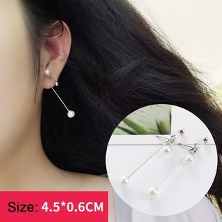 Bông Khuyên Tai Dài Hàn Quốc Khung Thẳng Cứng Mix Ngọc Dài Và Ngắn Nữ Tính !