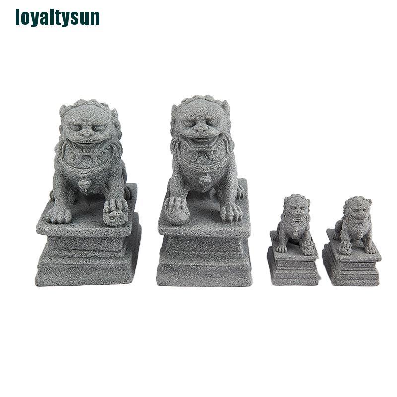 Bộ 2 Tượng Sư Tử mini Bằng Đá Dùng Trang Trí Phong Thủy