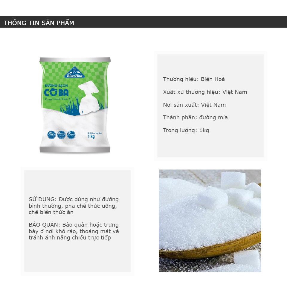 Đường Sạch Cô Ba Đường Biên Hoà Gói 1kg