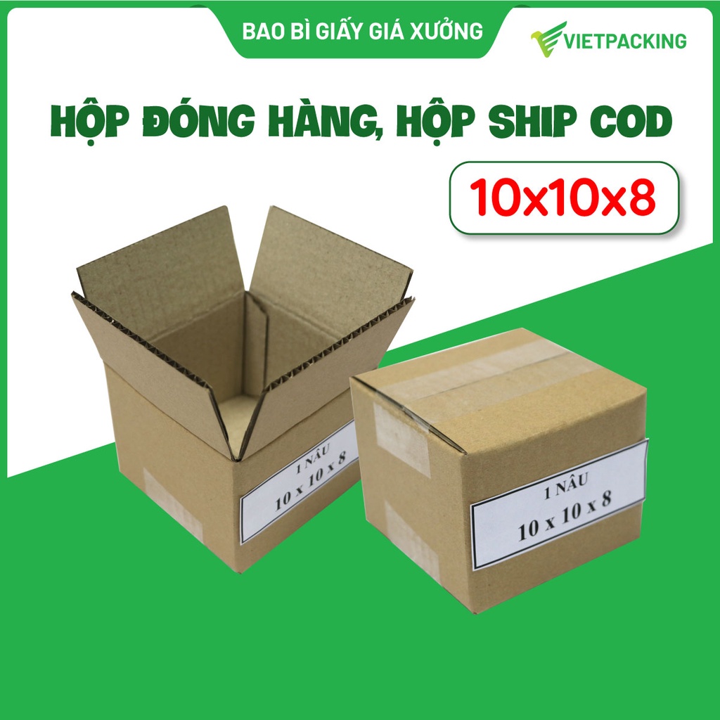 Hộp carton nhỏ, hộp giấy đóng hàng nhỏ 10x10x8 đựng phụ kiện, mỹ phẩm, trang sức V034 - VietPacking Official