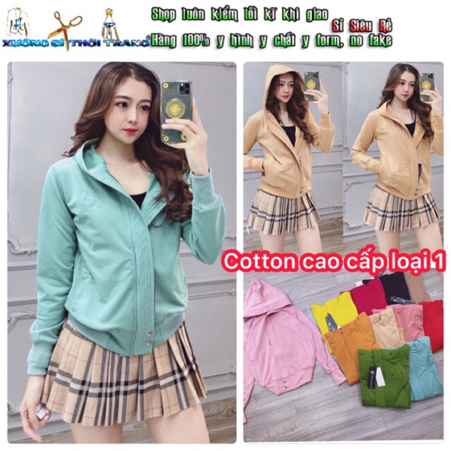 Áo Khoát Chống Nắng Nữ Thun Cotton Cao Cấp Kiểu Form Dài Phối Nẹp Kéo Siêu Thời Trang