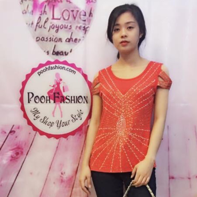 Áo đính hạt đá cao cấp phối quần jean