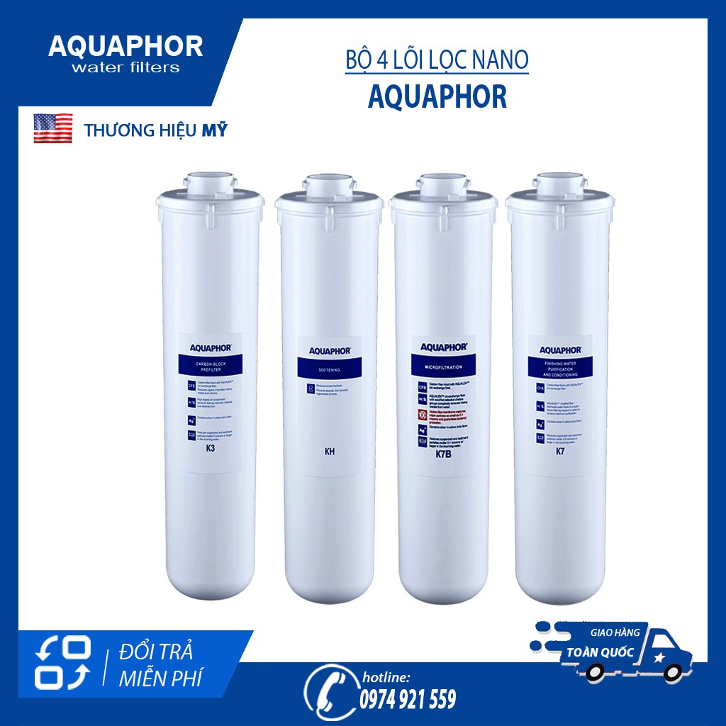 Bộ 4 Lõi Lọc Nước Nano Aquaphor Crystal Eco H