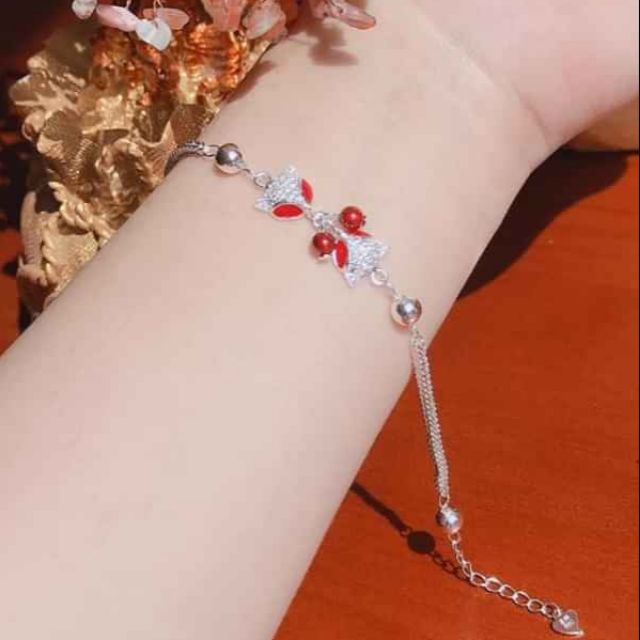Lắc tay hồ ly đỏ bạc ý 925