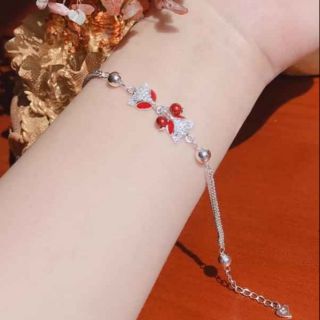 Lắc tay hồ ly đỏ bạc ý 925