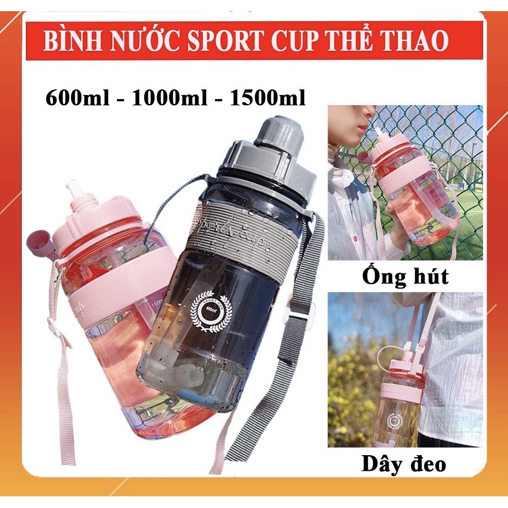 Bình đựng nước uống 1000ml có ống hút tiện dụng phong cách Hàn quốc, bình mang đi khi đi tập thể thao,đi học, du lịch