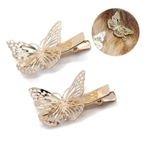 Kẹp tóc kim loại hình bướm cho nữ phong cách Hàn Quốc xinh xắn dễ thương