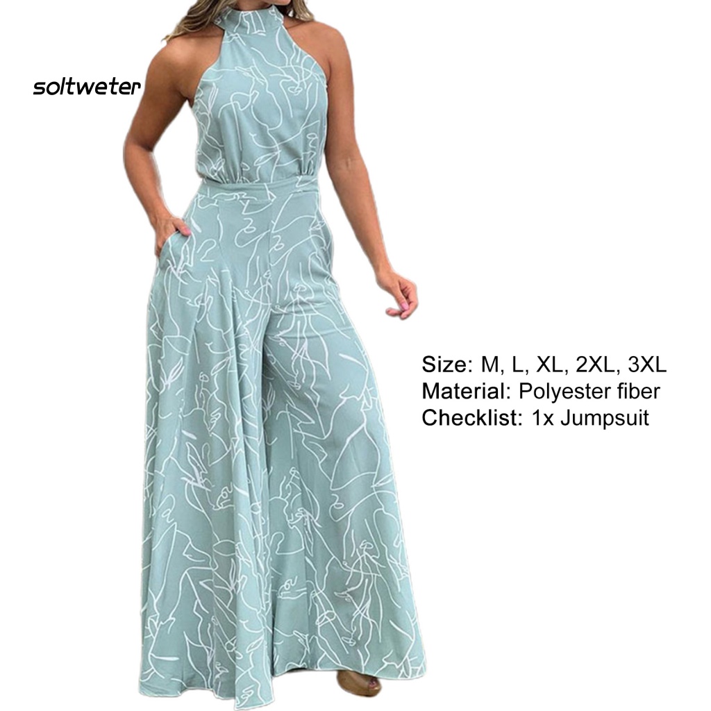 Bộ Áo Liền Quần Sát Nách Ống Rộng Phối Túi Thời Trang Dự Tiệc Cho Nữ