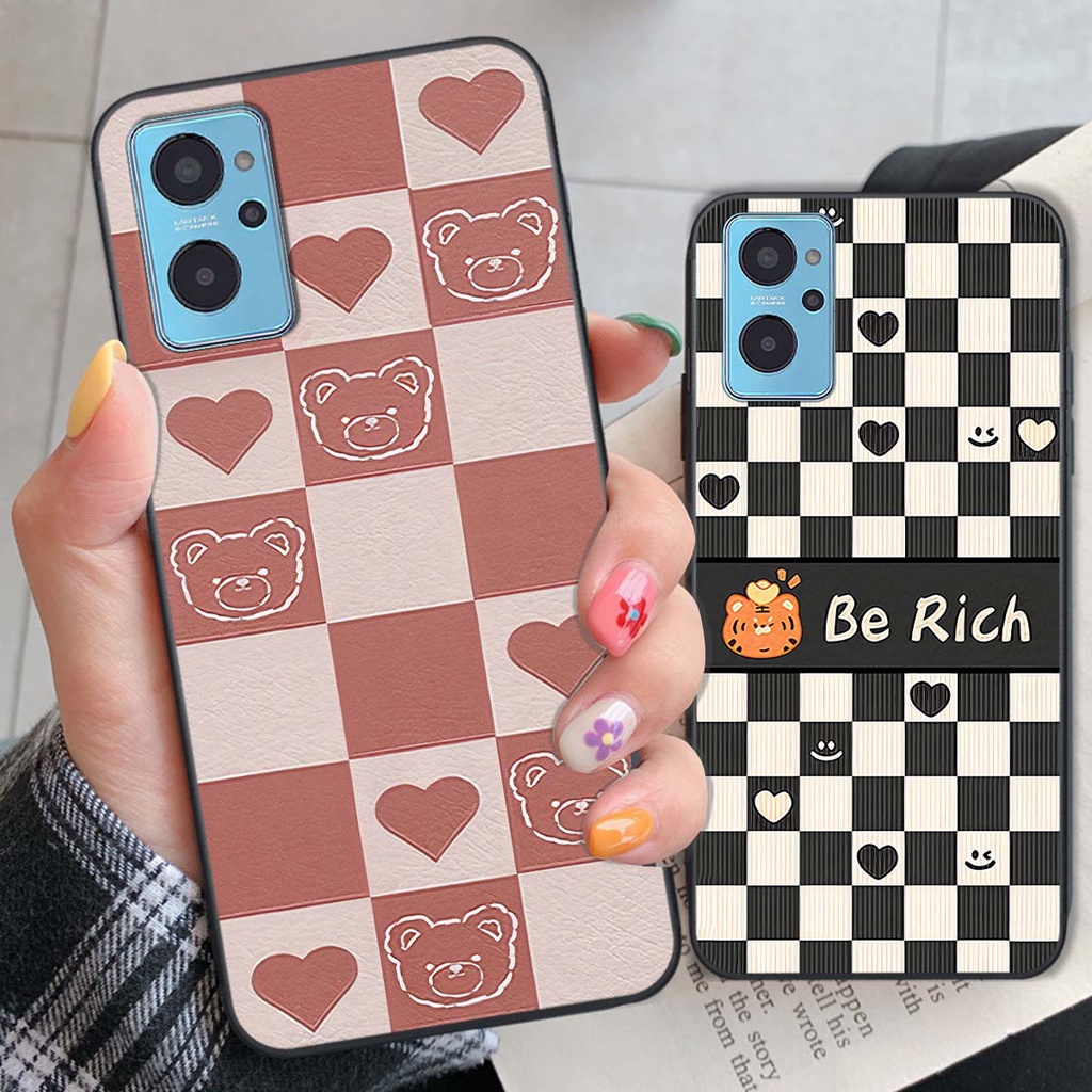 Ốp Realme 9i gấu Bear rick caro vuông thời trang siêu đẹp