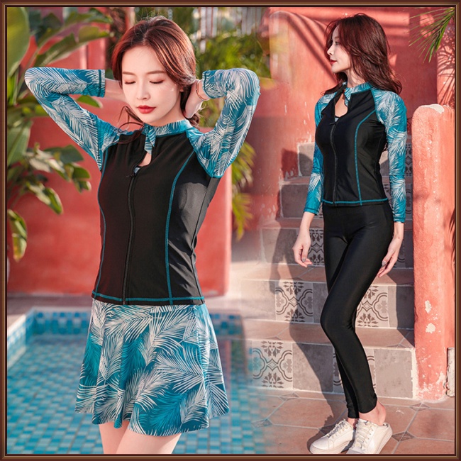 Bộ Đồ Bơi 5 Món Tay Dài Dáng Ôm Thiết Kế Dễ Thương Cho Nữ