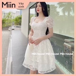 Váy ren hồ điệp vát eo 2 tầng