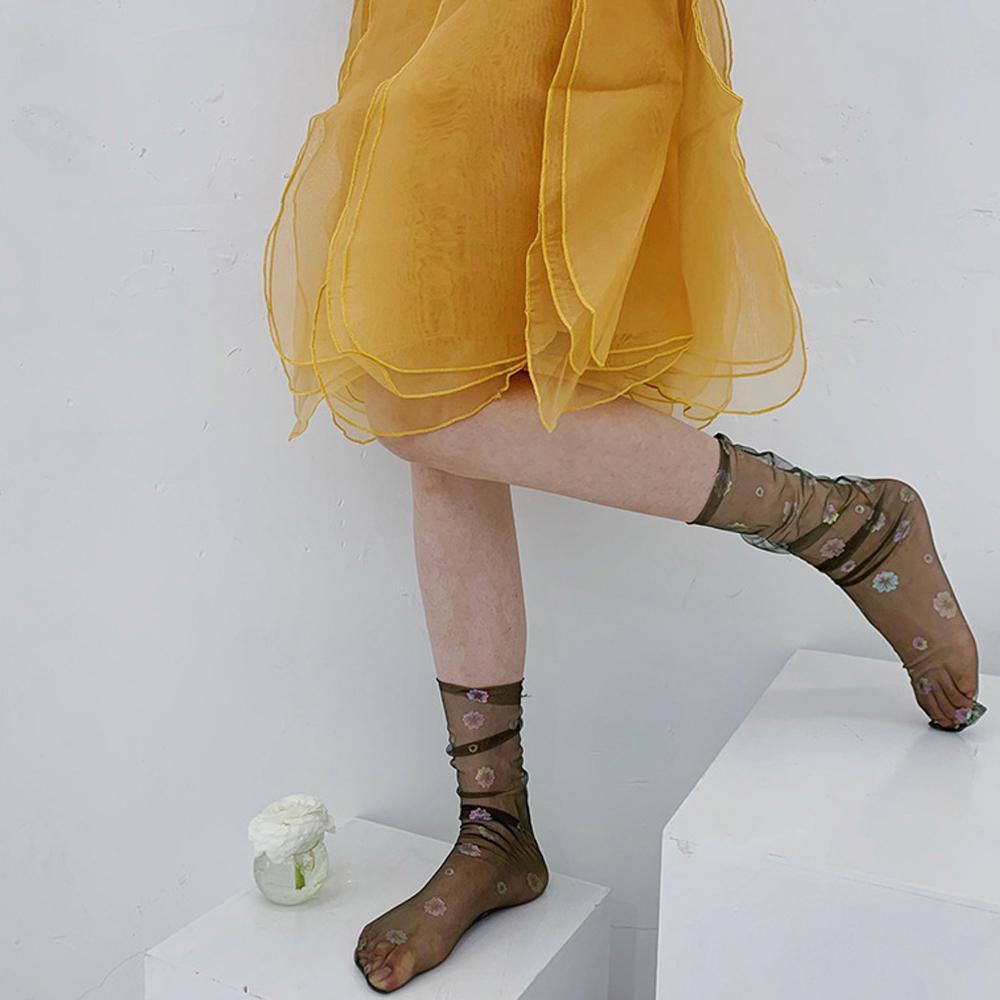 Vớ Vải Tuyn Xuyên Thấu Họa Tiết Hoa Thời Trang Cho Nữ