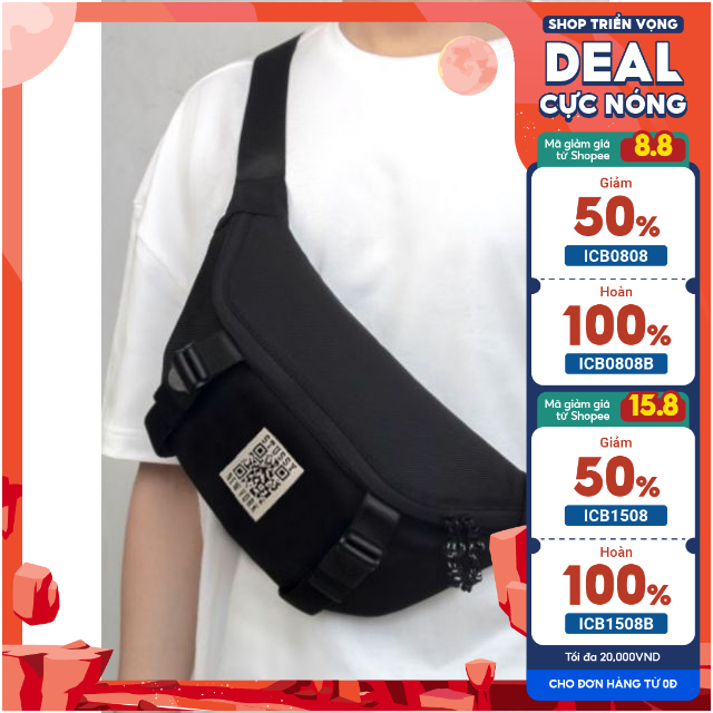 Túi đeo hông Nam Nữ kiêm túi chéo Black ADD - tui deo cheo theloan Tin Tin CHEOTL069789