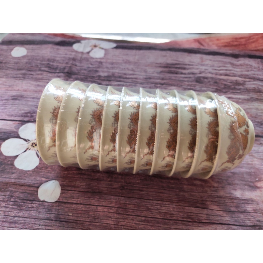 Bộ 10 bát thờ vàng kim gốm sứ Bát Tràng đẹp long lanh