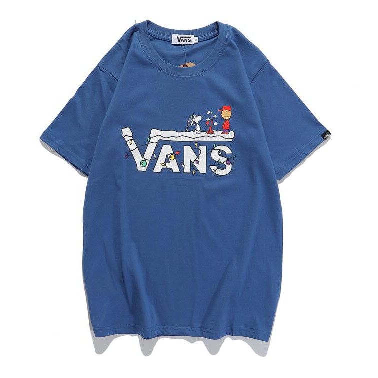 Áo thun cotton ngắn tay in chữ vans thời trang cho nam và nữ