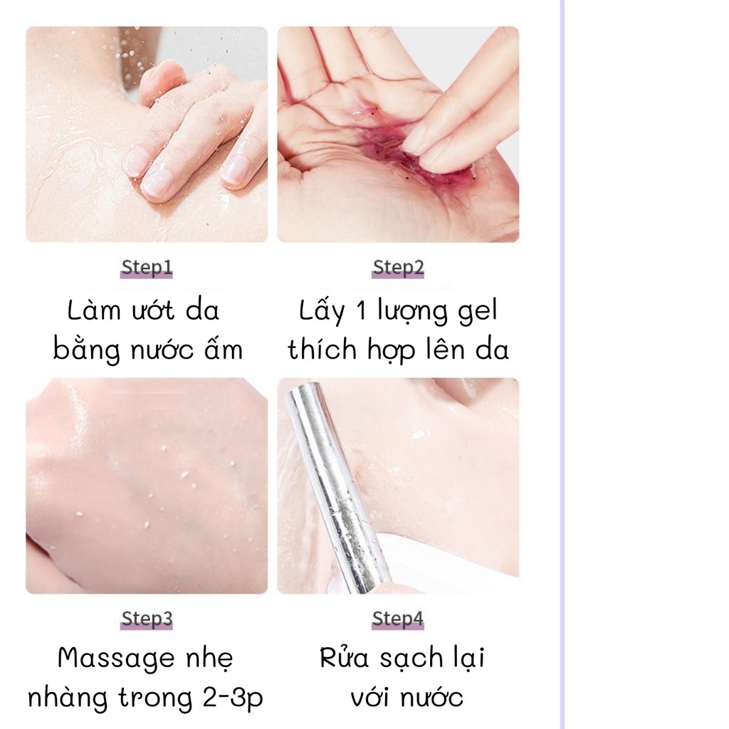 Gel tẩy tế bào chết toàn thân Mâm Xôi Đen, kem tẩy da chết Chiết Xuất Mâm Xôi Đen Dưỡng Trắng Da An Toàn, Hiệu Quả Lylya