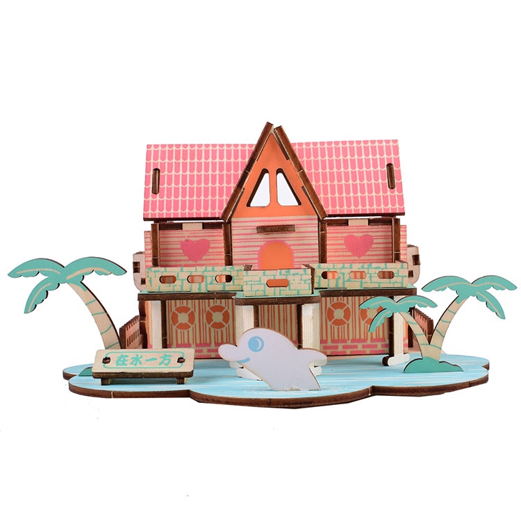 Đồ chơi lắp ghép gỗ 3D Birkeetoys mô hình Villa chú cá heo nhỏ - 45 mảnh ghép