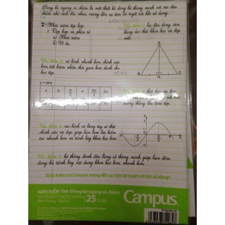 COMBO 5 tệp giấy kiểm tra kẻ ngang campus có chấm ( 25 tờ đôi /1 tập)