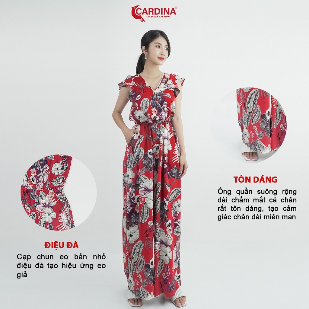 Đồ Bộ Nữ 𝐂𝐀𝐑𝐃𝐈𝐍𝐀 Chất Lụa Mango Cao Cấp Đồ Bay Jumpsuit Tay Áo Cánh Tiên Quần Dài Ống Rộng Họa Tiết 2JM06