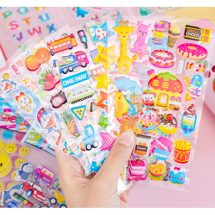 Sticker hình dán nhãn hoạt hình nổi đa dạng mẫu cho bé, giao ngẫu nhiên
