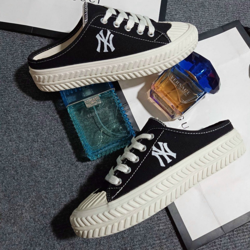 Giày sục thể thao nữ  Giày sục nữ đạp gót 𝗠𝗟𝗕 𝗡𝗬 chữ thêu cao cấp Full Bill Box