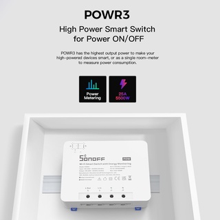 Công Tắc Thông Minh Powr3 Sonoff Công Suất Cao 25a / 5500w Điều Khiển Bằng Giọng Nói Tiện Dụng
