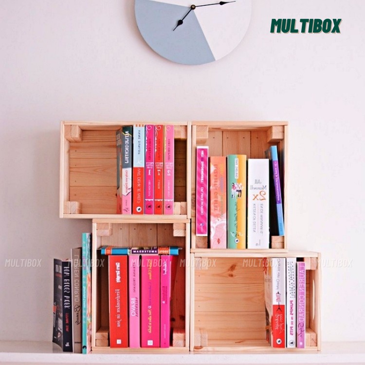 Hộp gỗ pallet/ chậu gỗ trồng cây, giỏ đựng đồ bằng gỗ đa năng, đôn gỗ mini để sen đá, kệ sách để bàn size 26x18x16cm