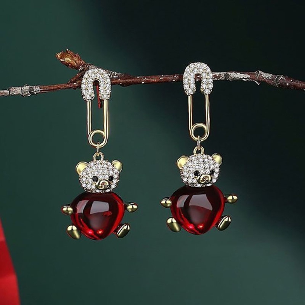 Khuyên Tai Dáng Dài Đính Nơ Nhiều Màu Sắc Thiết Kế Bất Đối Xứng Phong Cách Vintage
