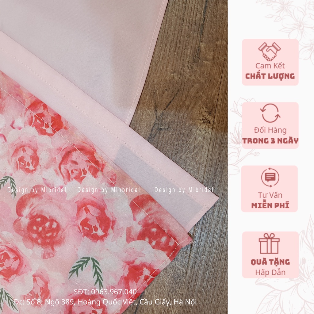 Áo dài cách tân 4 tà vải voan tơ óng màu hông | BigBuy360 - bigbuy360.vn