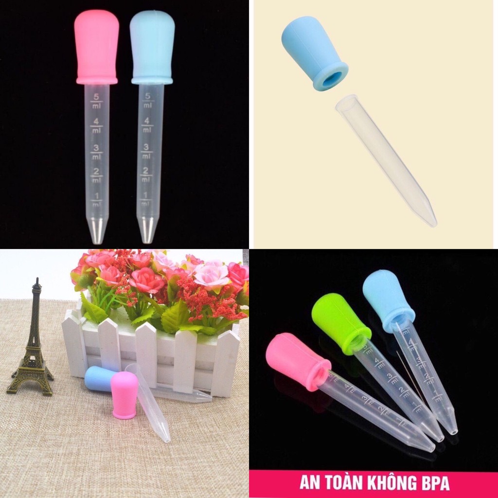 Ống hút sữa, bón thuốc cho bé đầu bóp silicon mềm loại 5ml