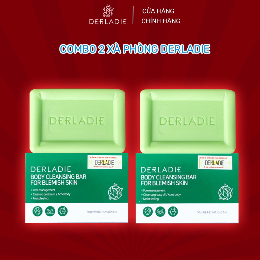 Combo 2 Xà Phòng Giảm Mụn Cơ Thể Sau 7 Ngày Derladie Body Cleansing Bar For Blemish Skin 50g