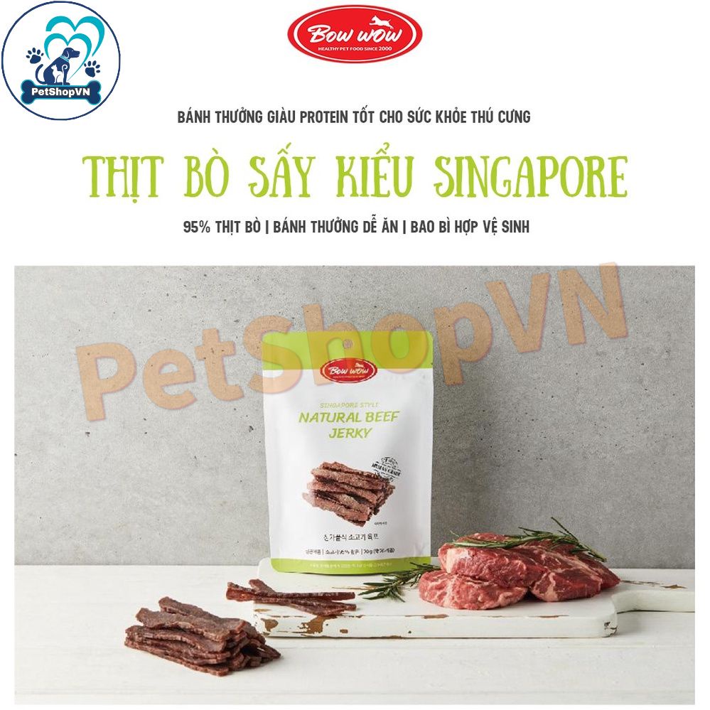 Thịt Sấy Kiểu Singapore Cho Chó Mèo BOWWOW Túi 70G Nhiều Vị