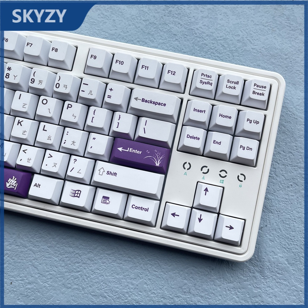 128 Phím PBT Keycaps Cherry Profile Anh đào Hoa mai Hoa lan Hoa cúc Cây thuốc nhuộm tre Phụ Bàn phím cơ học Keycap