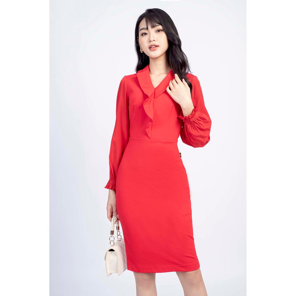 Đầm ôm tay dài, cổ bẻ MMOutfit M-DA060721289
