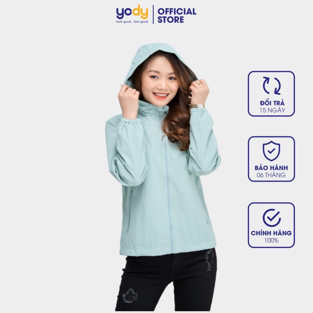 12.12 Áo gió nữ phối lưng YODY 2 lớp ấm áp nhẹ cản gió cản bụi cản nước AKN4024