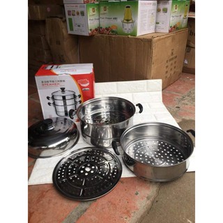 Nồi hấp inox 3 tầng size 28cm