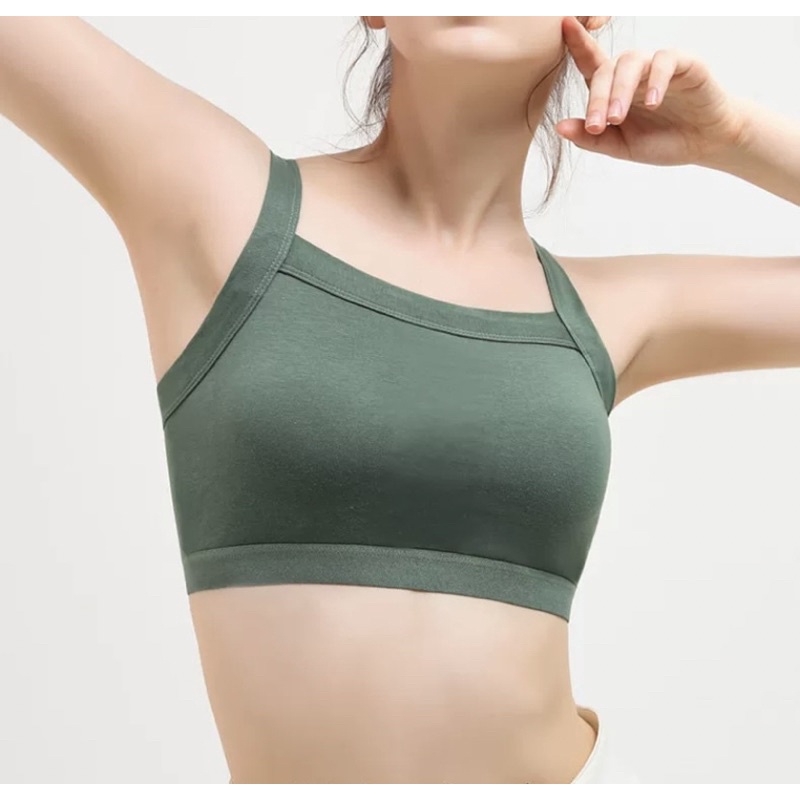 Áo 2 dây nữ bản to có mút ngực, áo bra 2 dây dáng croptop chất cotton mềm mịn BRA10