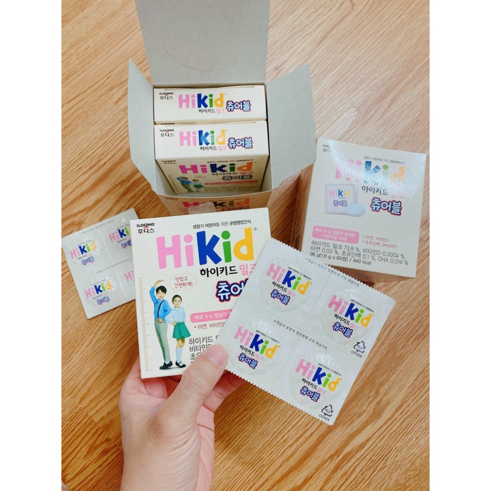 Kẹo Sữa Hikid Milk Chewable lẻ hộp 20 viên