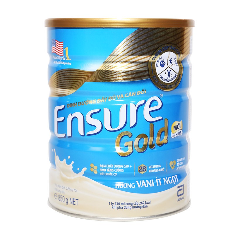Sữa Ensure Gold ít ngọt hương vani 850g