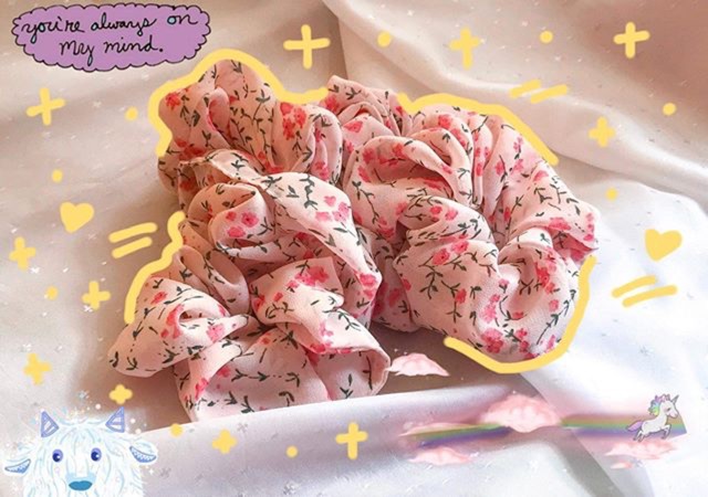 🎀SCRUNCHIES BUỘC TÓC HOA HỒNG 💕