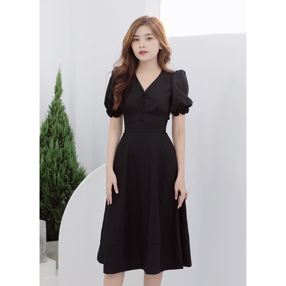Đầm cổ tim dài " Cherry Dress"  Elly clothing