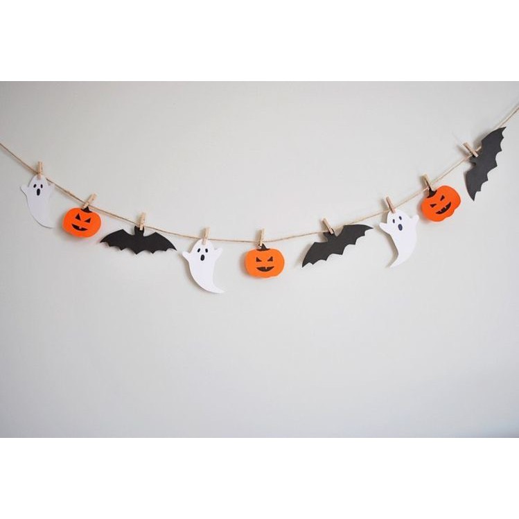 Set trang trí Halloween bằng gỗ đã tô màu hoàn thiện