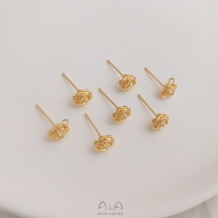 Cặp Bông Tai Mạ Vàng 925 Hình Hoa Hồng Nhiều Màu Sắc diy